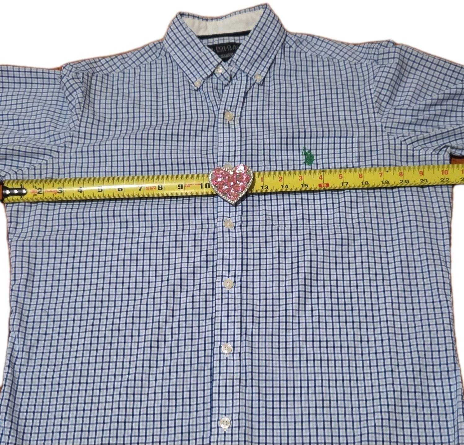 U.S. Polo Assn. Short Sleeve Button-Down Shirt Men’s S Blue White Check