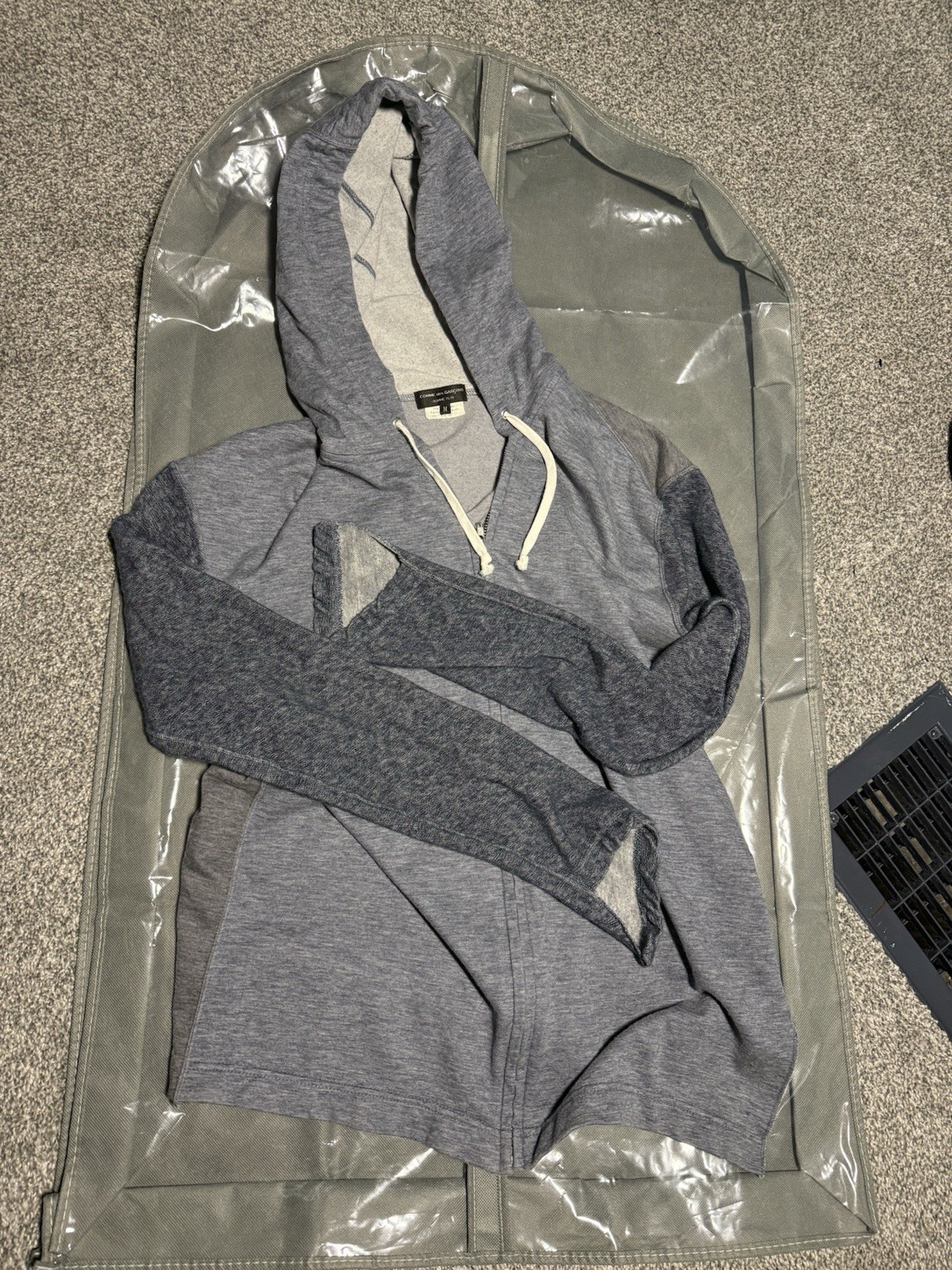 Comme des Garcons Homme Plus Zip Up Hoodie Blue Gray Cotton Wool Raglan M 2015