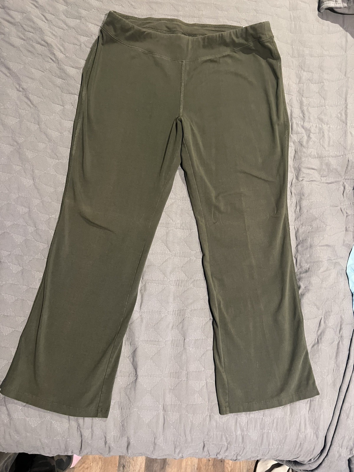 D&Co Denim & Company Active Pull On Casual Pants Stretch Green Sz. Large Petite
