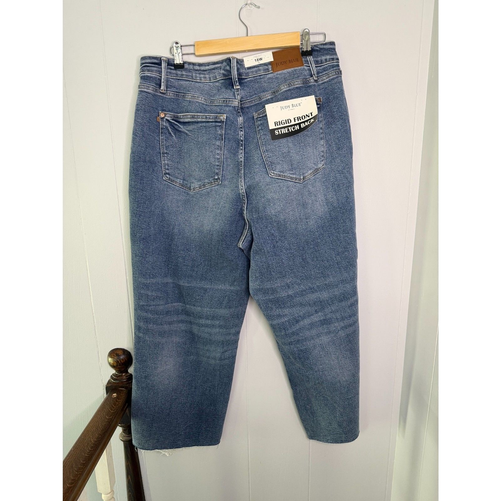 Judy Blue Rigid Magic High Waist Crop Wide Leg Distressed Jeans 18W 88963