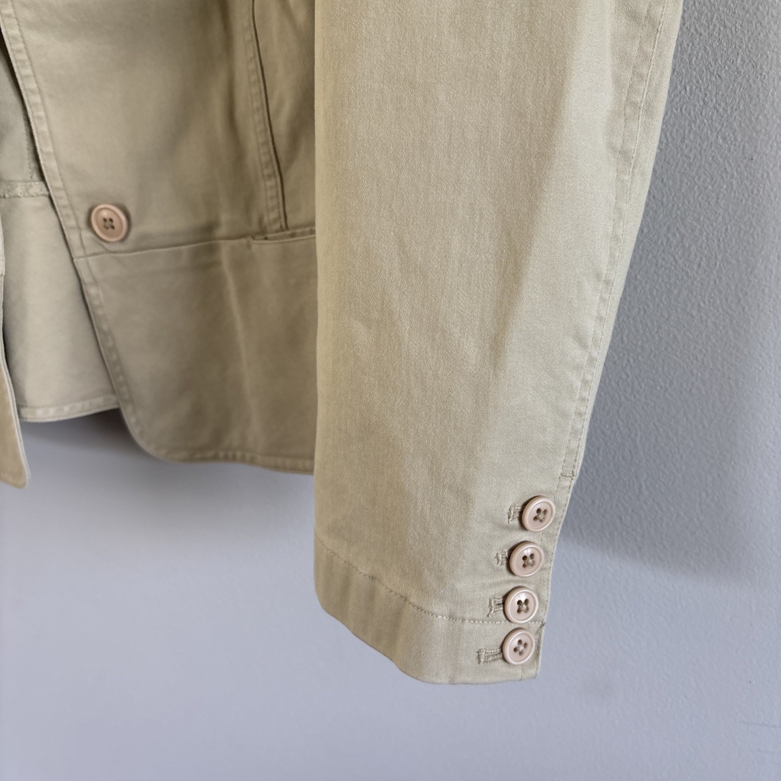 Talbots Tan Cotton Stretch Utility Safari Jacket Button Up Size 10 Casual Blazer