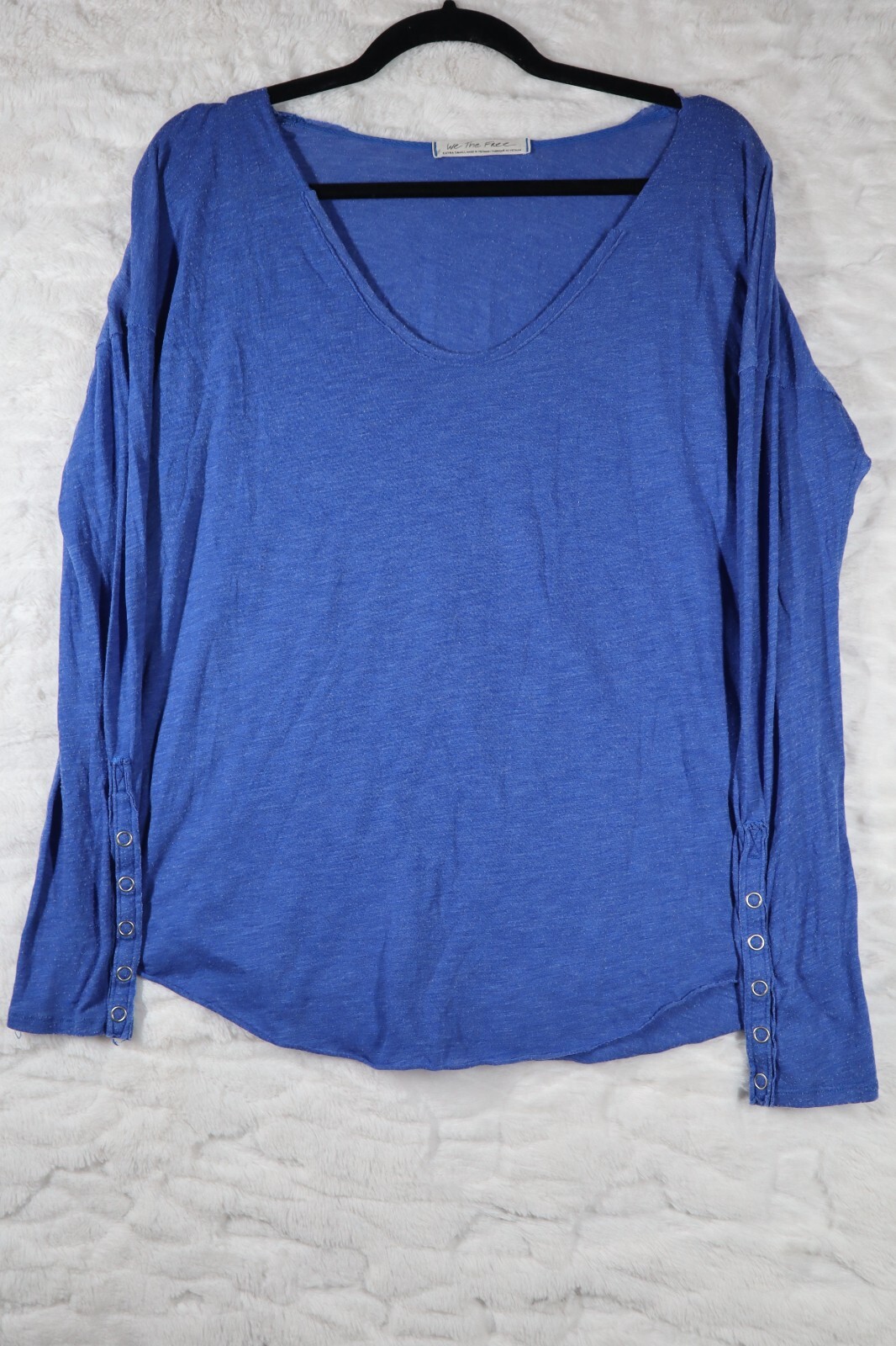 Free People Sienna Snap Cuff Long Sleeve Top Forever Blue Size: XS