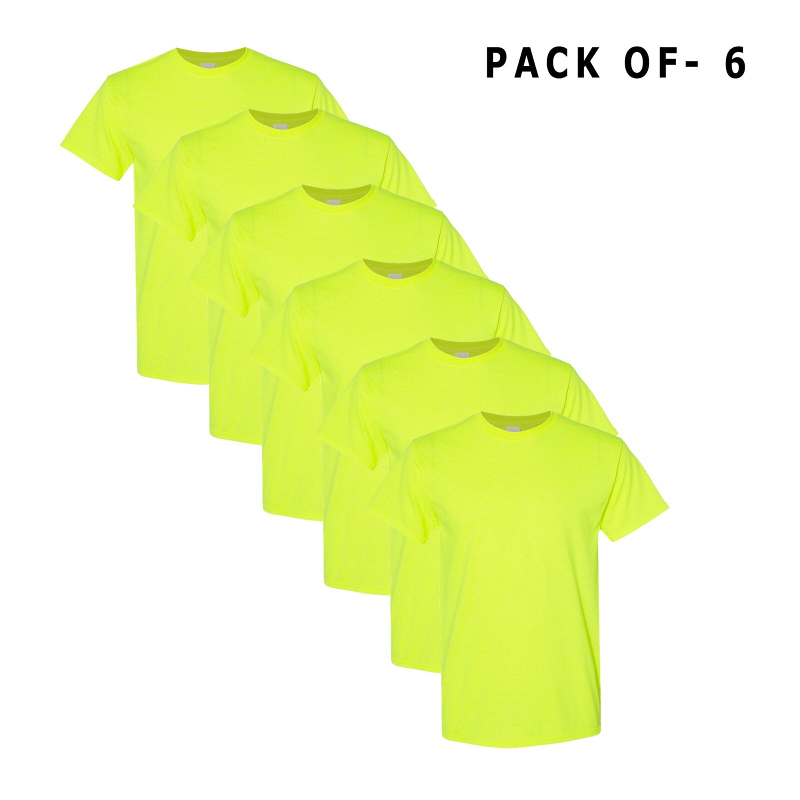 Safety Green Shirts Hi Vis Short-Sleeve Workwear 50/50 cotton/polyester Pack-6