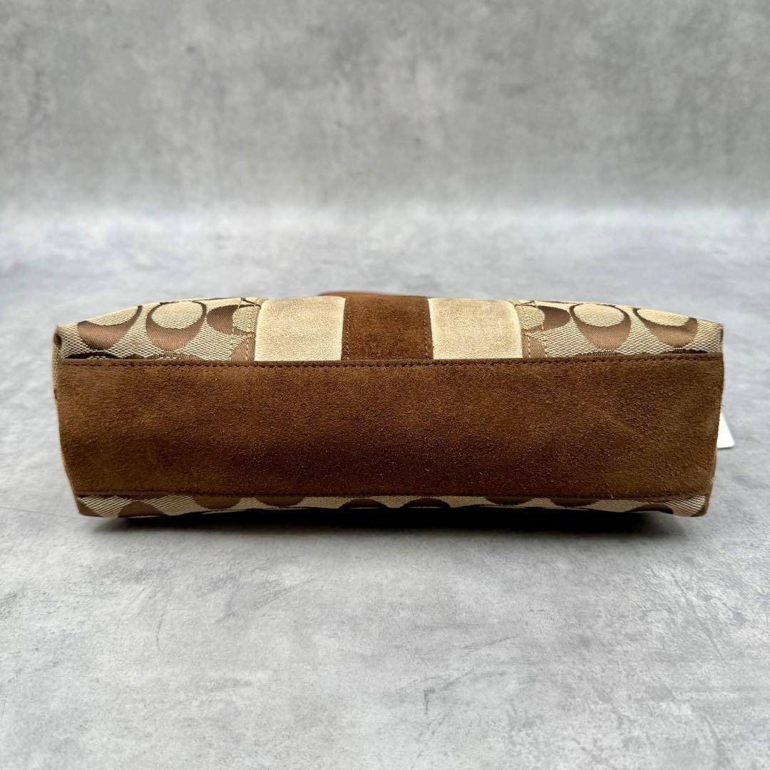 COACH Signature Accessory Pouch Stripe 7039 Brown Vintage Small Shoulder bag