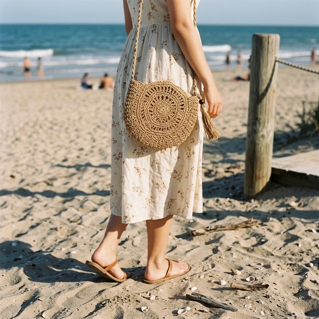 Women Summer Beach Shoulder Bag Handwoven Straw Crossbody Bag for Ladies