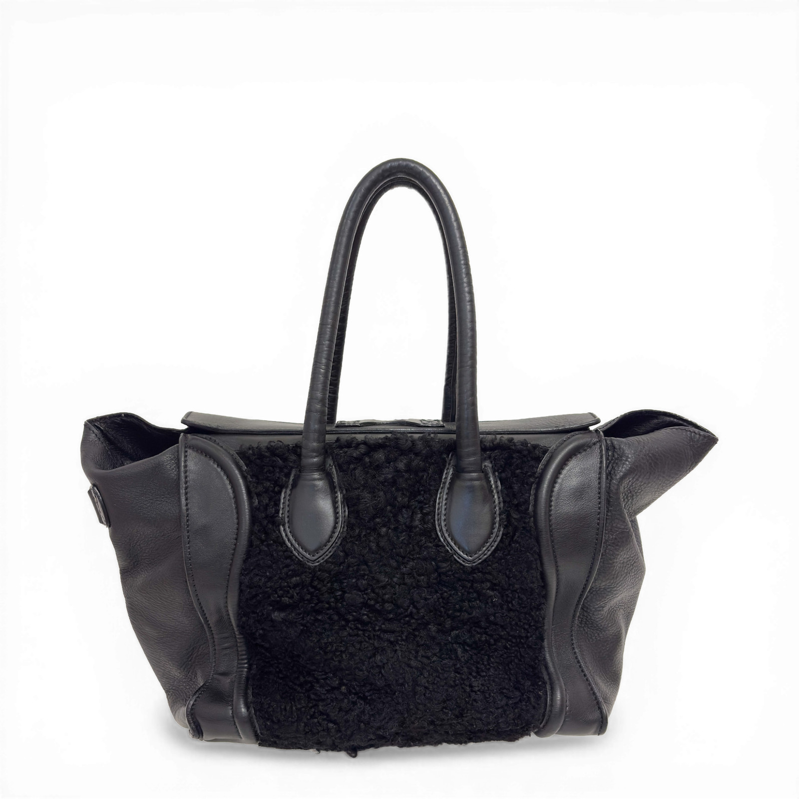 CELINE Leather Phantom Luggage Tote Bag Black