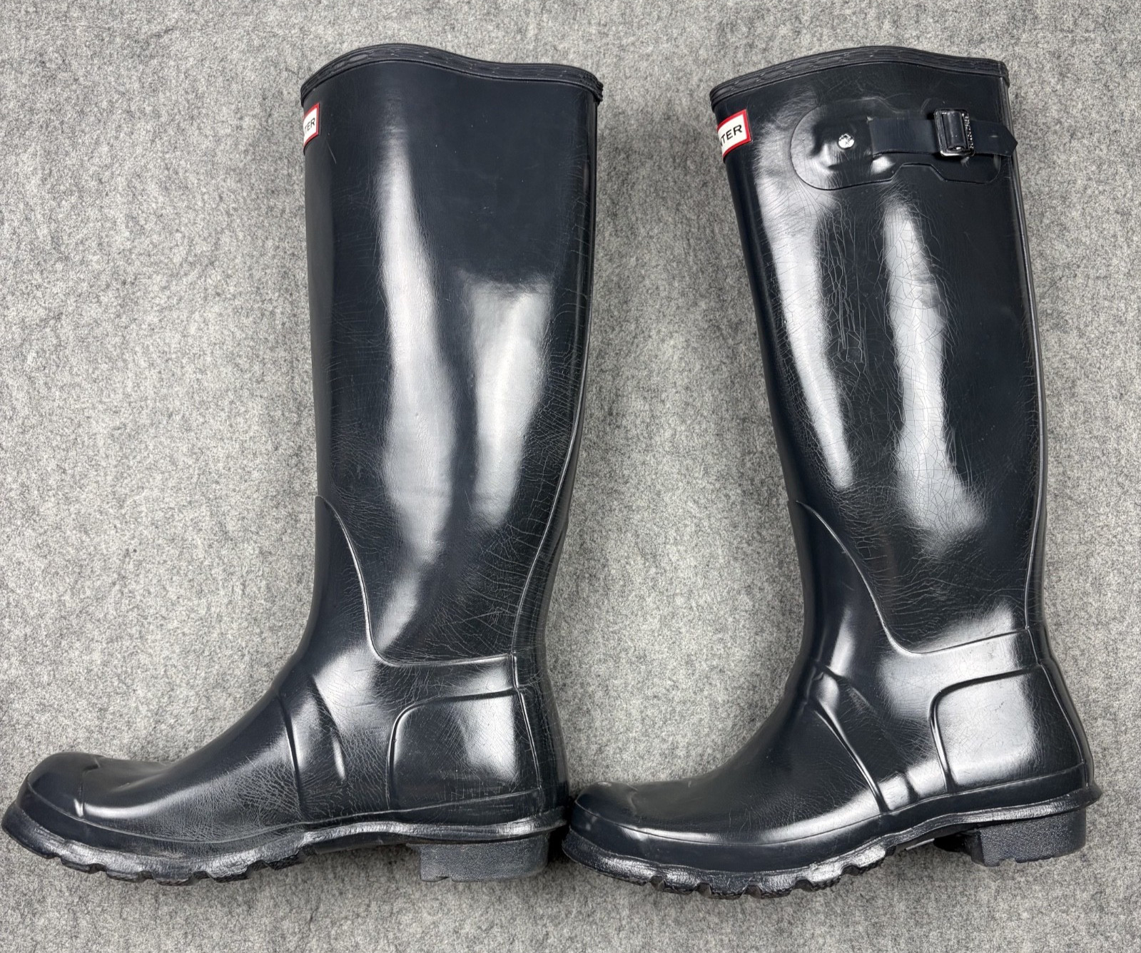 Hunter Original 17″ Tall Gloss Rain Snow Boots Women Size 10 Gray Casual Outdoor