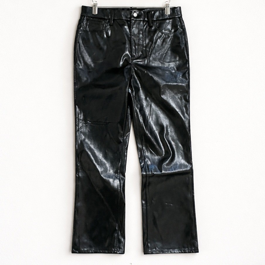 Good American Faux Patent Leather Black Straight Leg Pants Size 10 New