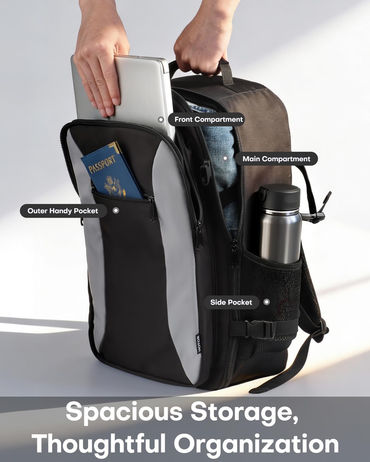 Black TSAFriendly CarryOn Travel Backpack 16.9×11.4×7.9 Inch Waterproof