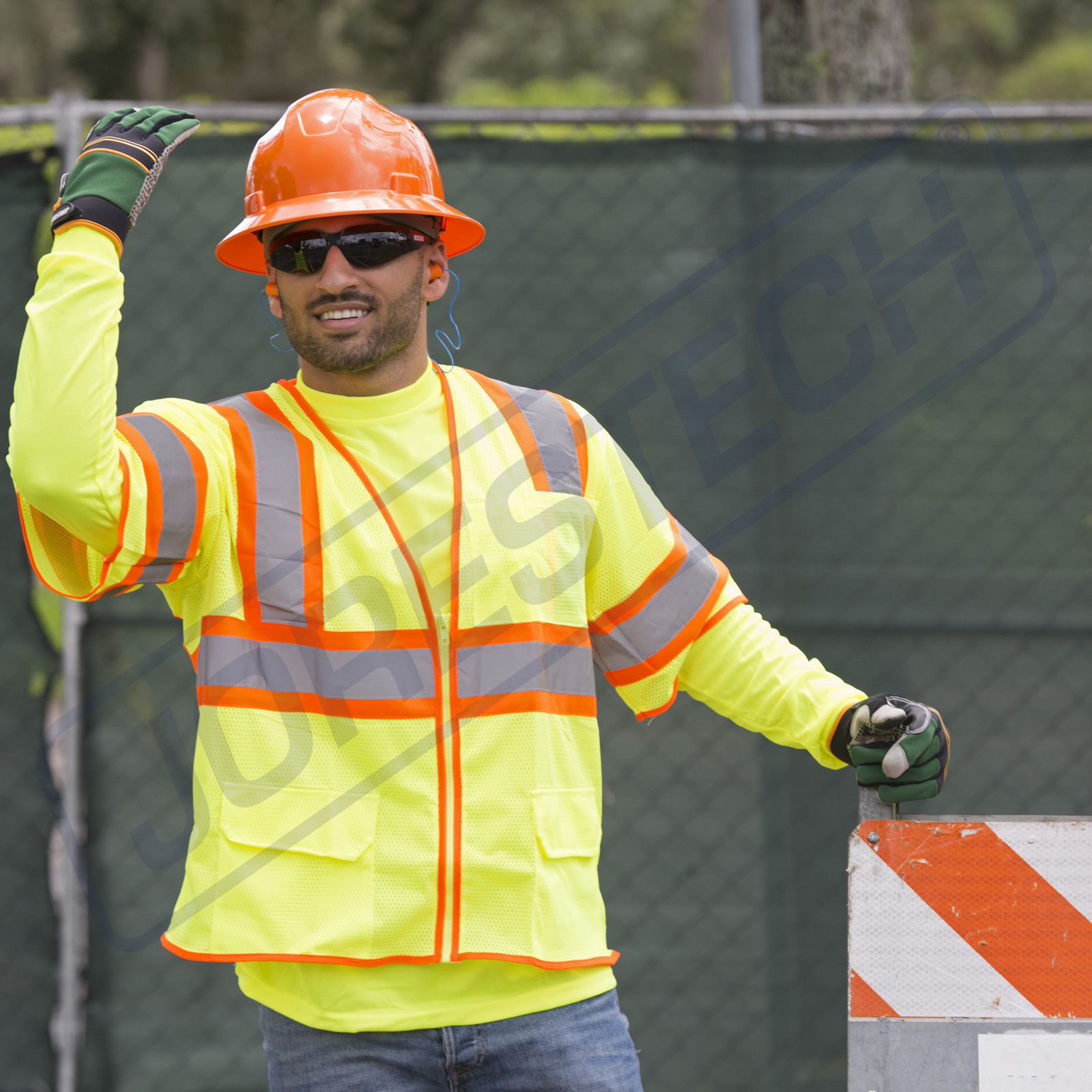 Hi Vis Safety Vest Reflective Sleeved Work ANSI Class 3, Pockets, Jorestech