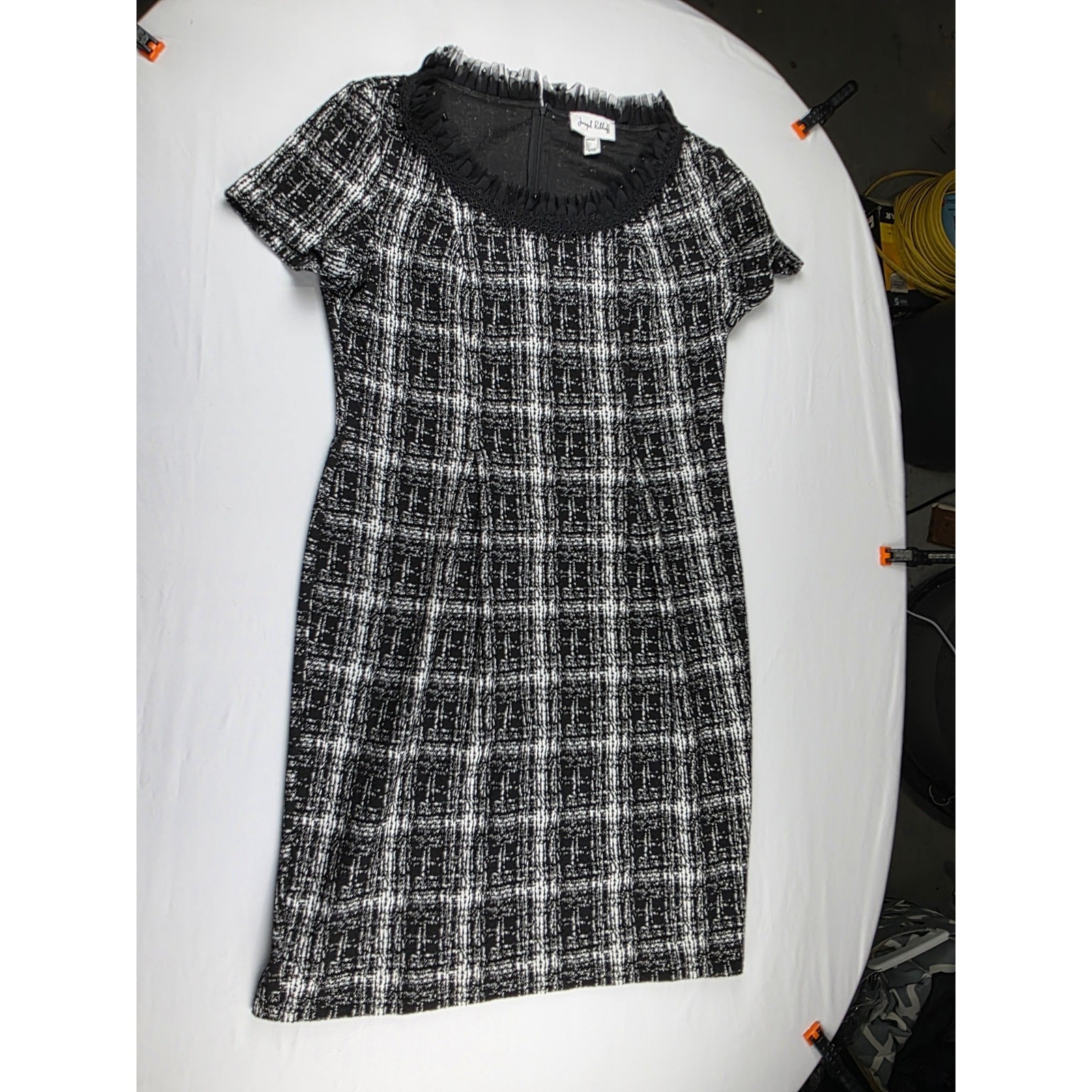 Joseph Ribkoff Grey Black Plaid Pencil Dress Size 16