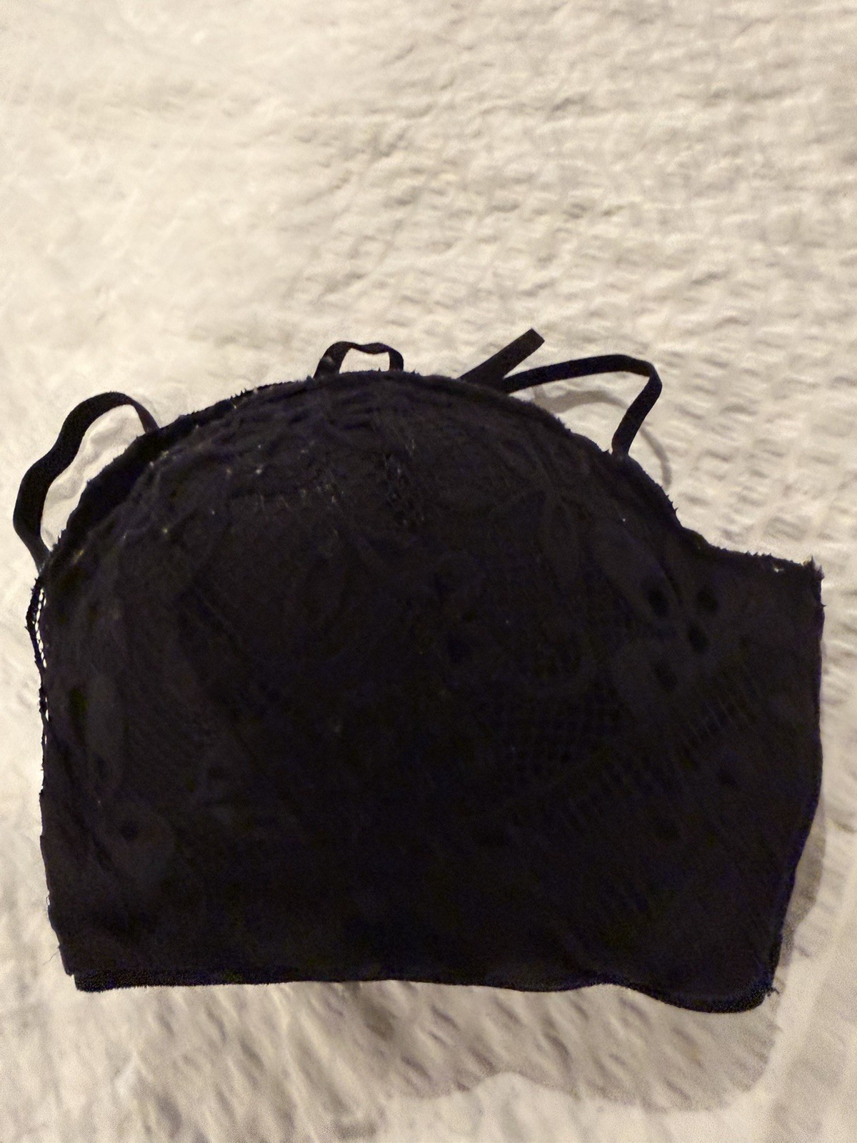 Black Floral Lace Bustier Bra 36B Underwired Demi Adjustable Straps Hook&Eye