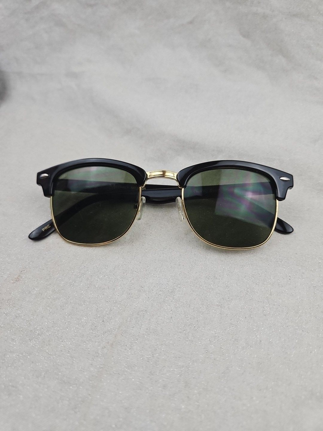 Mechaly MESC01 Classic Club Master Style Square Sunglasses, Black/Gold