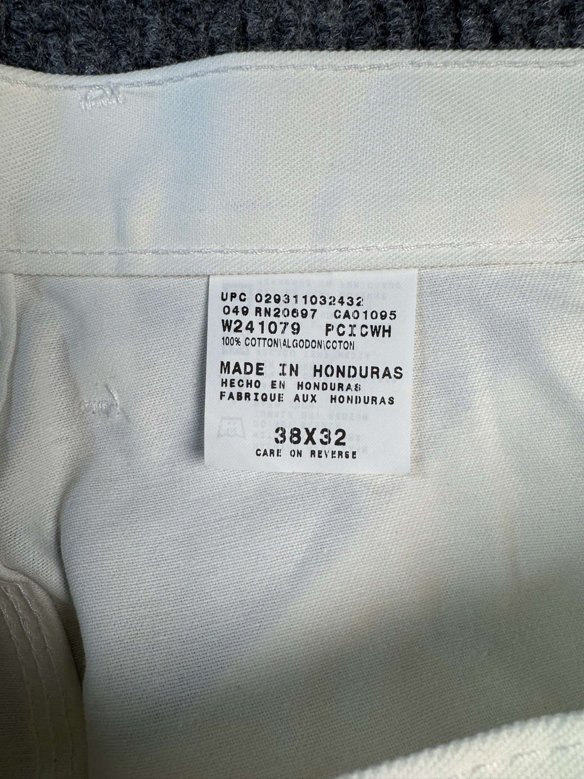 Dickies Pants Mens 38×32 White Canvas Carpenter Painter Workwear Hammer Loop NWT