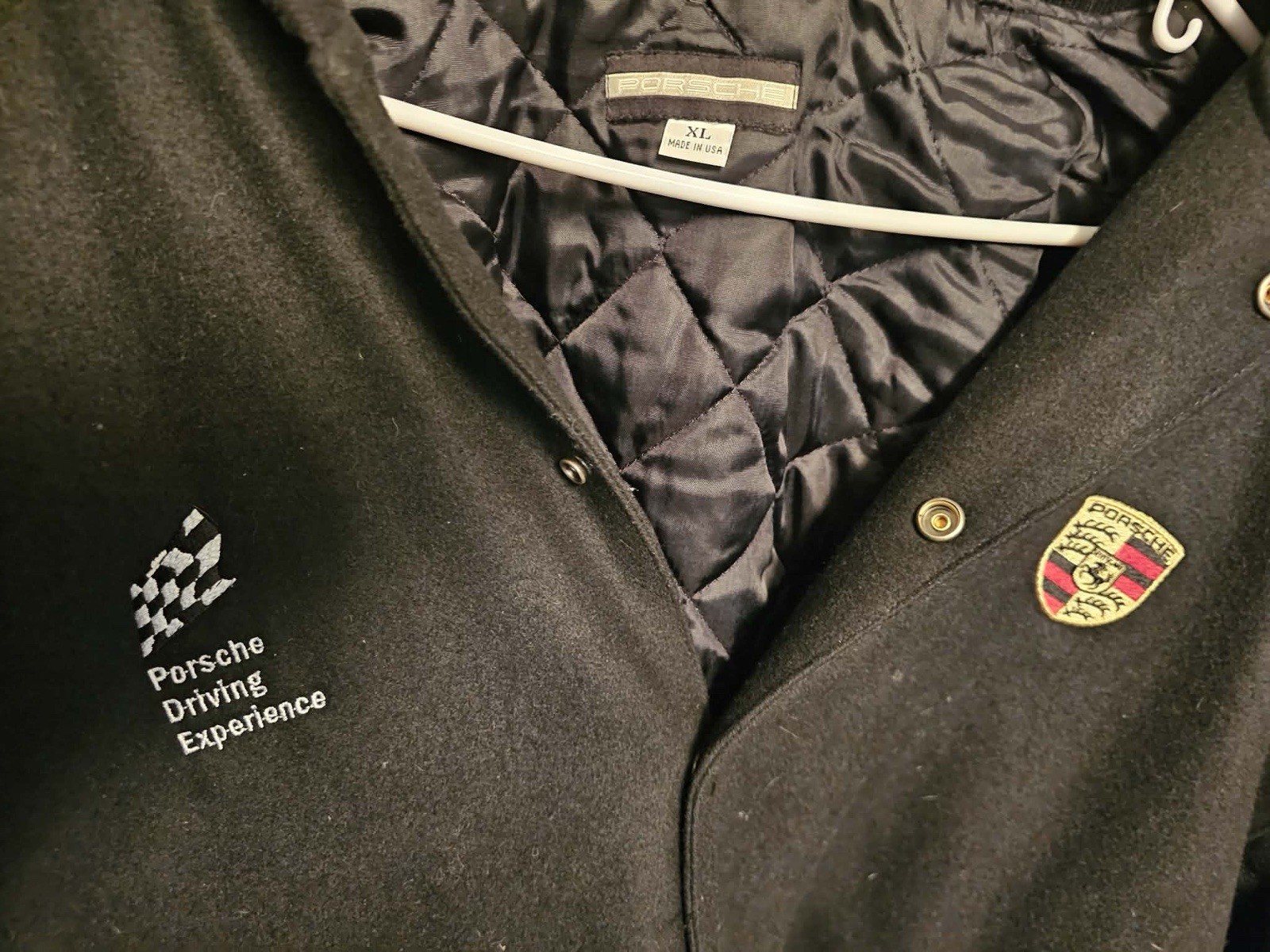 Porsche Men’s Vintage Leather Jacket Varsity Lederrman Black adult L