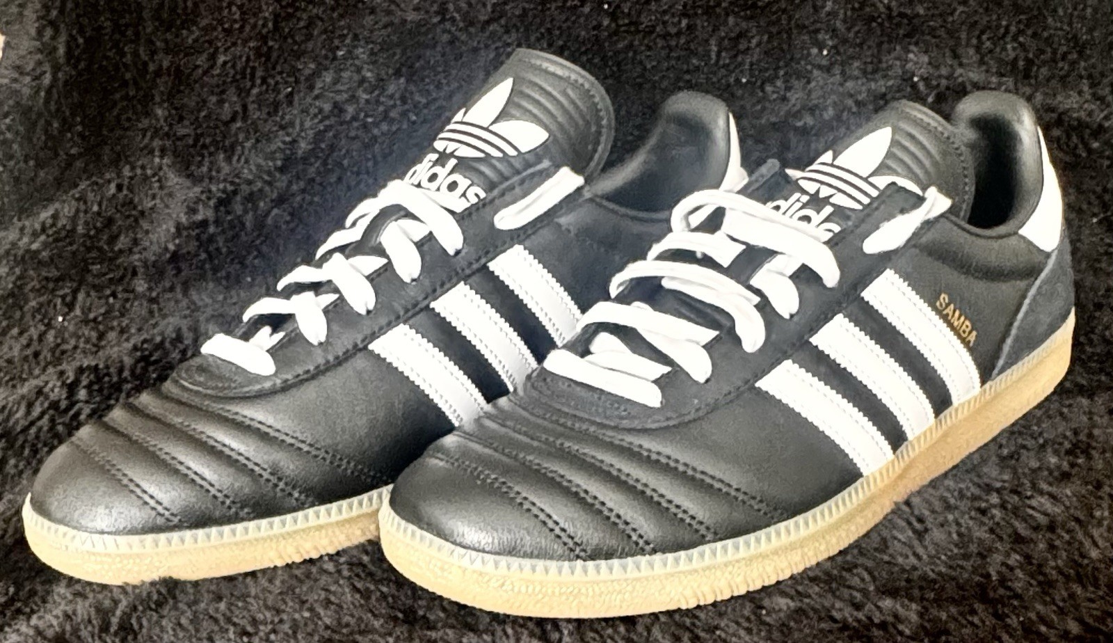 adidas Samba Black/White Leather Lace-Up Sneakers Men’s US 12 EU 46 2/3