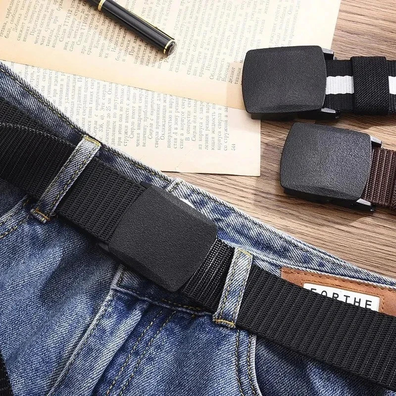 Men’s Adjustable Tactical Belt TSA Approved Metal-Free Nylon Canvas
