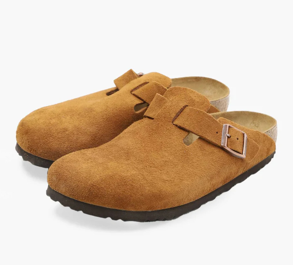 Birkenstock Boston Suede Leather Soft Footbed Taupe/Black/Mocha/Clog Sandals