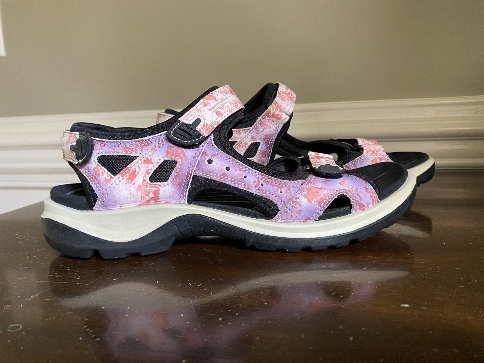 ECCO Yucatan Women Sport Sandals Pink Purple Multi Strap Hiking Shoes Size 42