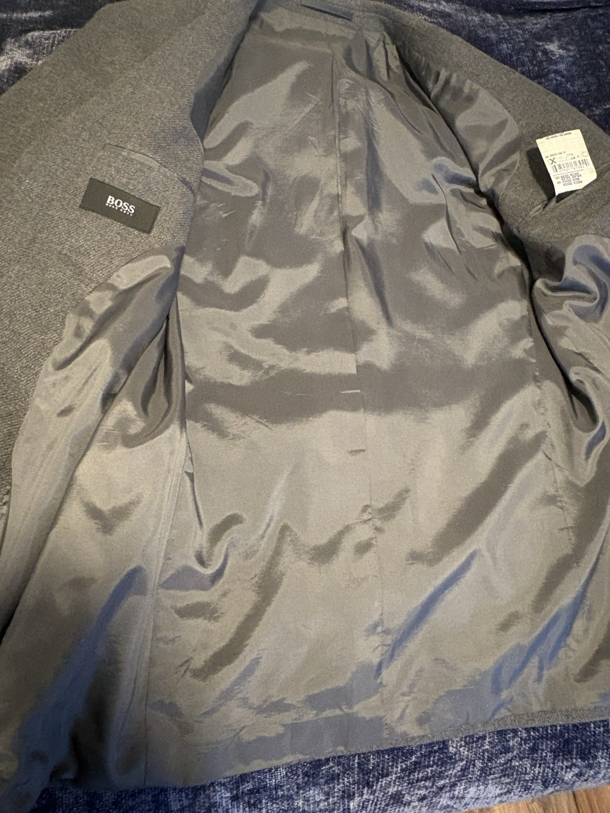 HUGO BOSS GREY Textured Blazer Sport Coat Men’s 3 Button Wool Blend Jacket 44R