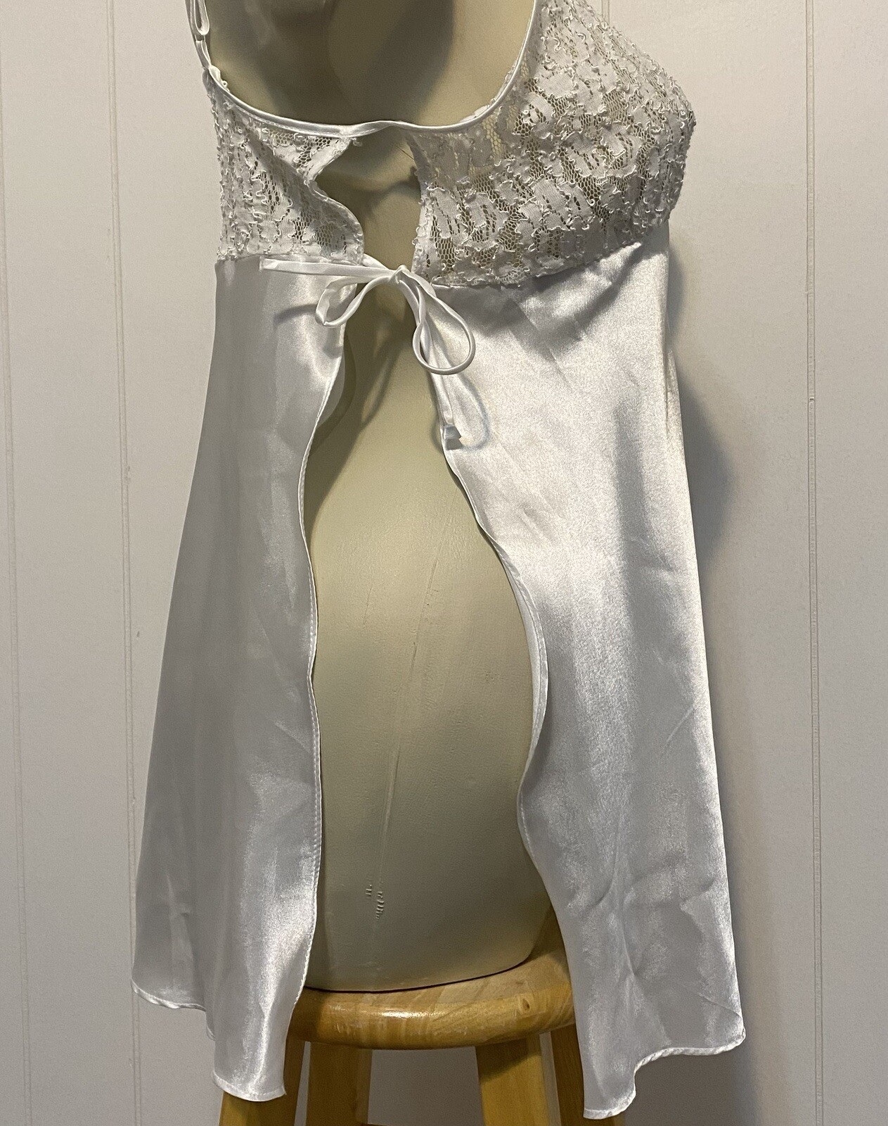 Cinema Etoile Sissy White Lace Sequin Bust Open Sides White Bridal Chemise XL