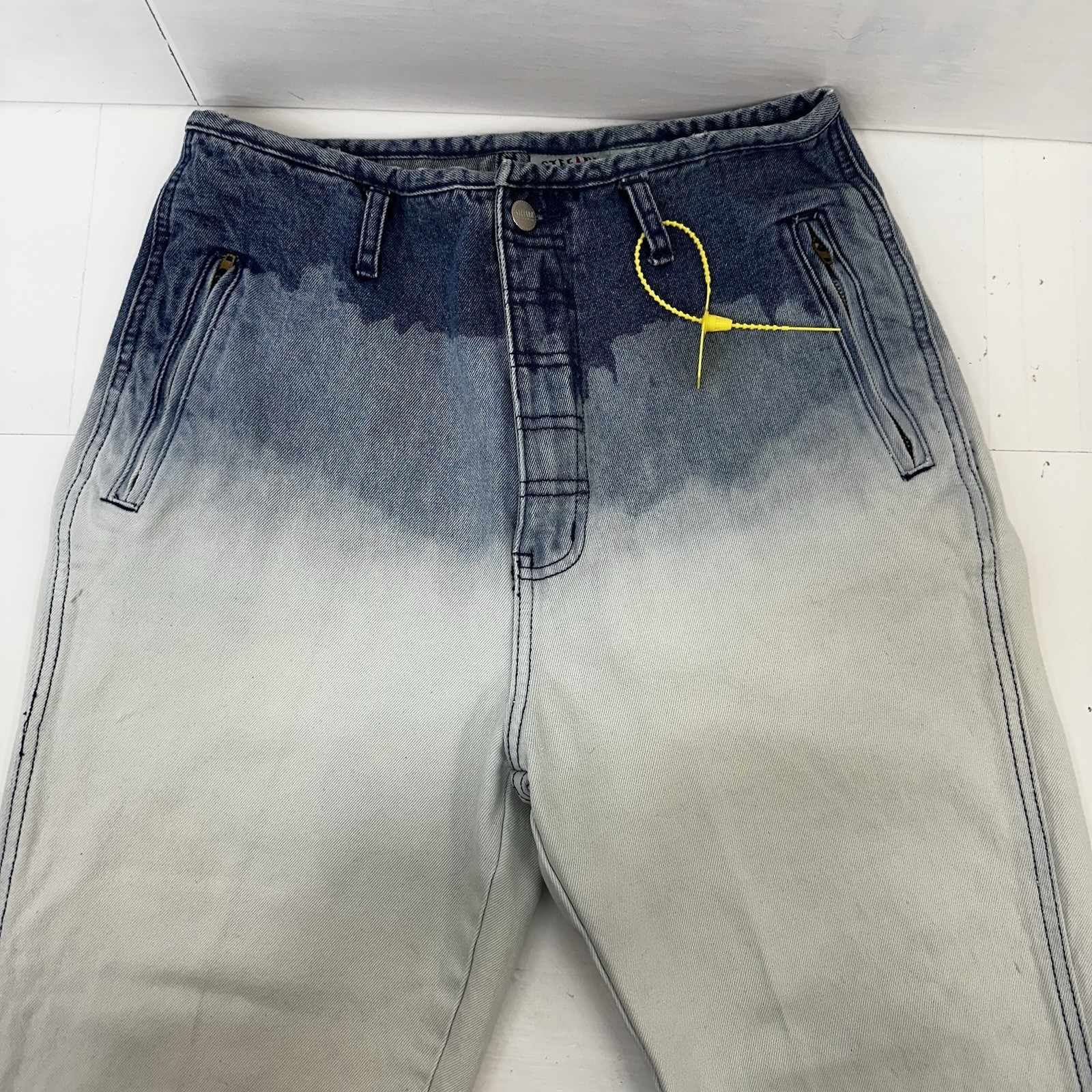 VTG 80s Dip Dye High Rise Tapered Leg Zip Ankle Ombré Denim Hong Kong 12 READ