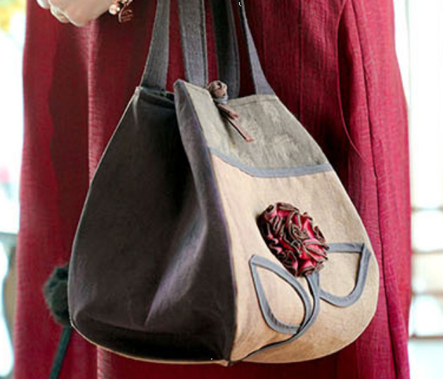 Modernized hanbok handbag with a flower