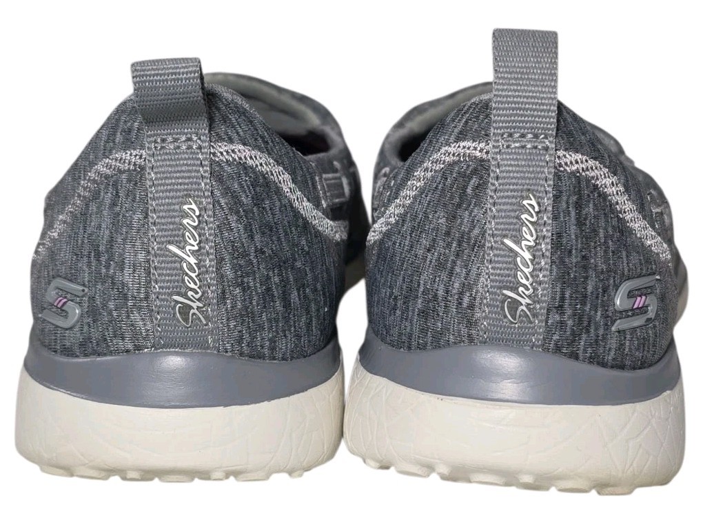 Skechers SlipOn Loafer Sneakers Womens Sz 5 Microburst Topnotch Gray White 23317