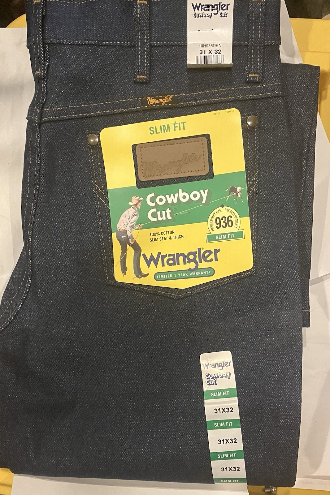 31×32 Wrangler Cowboy Cut 936 Slim Fit Rigid