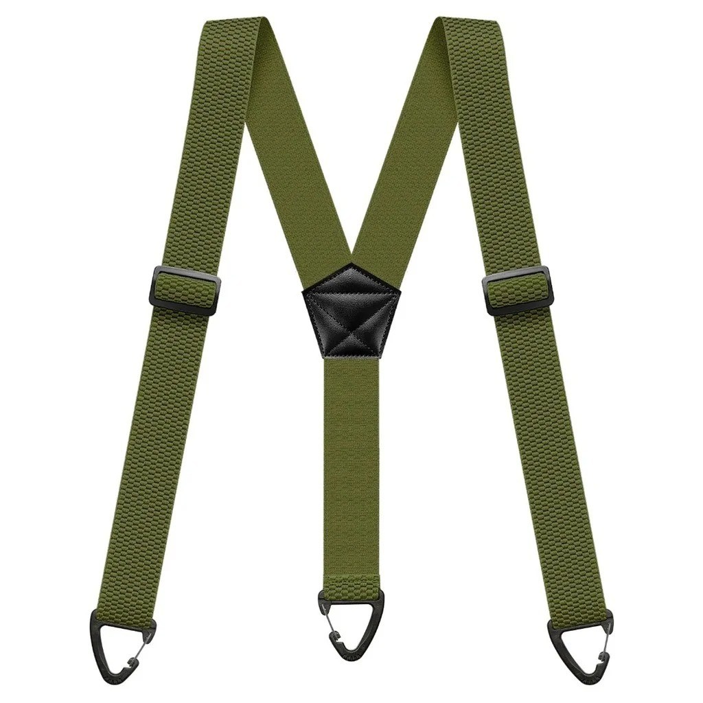 Heavy Duty Suspenders for Men Work Biker Outdoor 3.8cm Wide X-Back with 4 Snap H