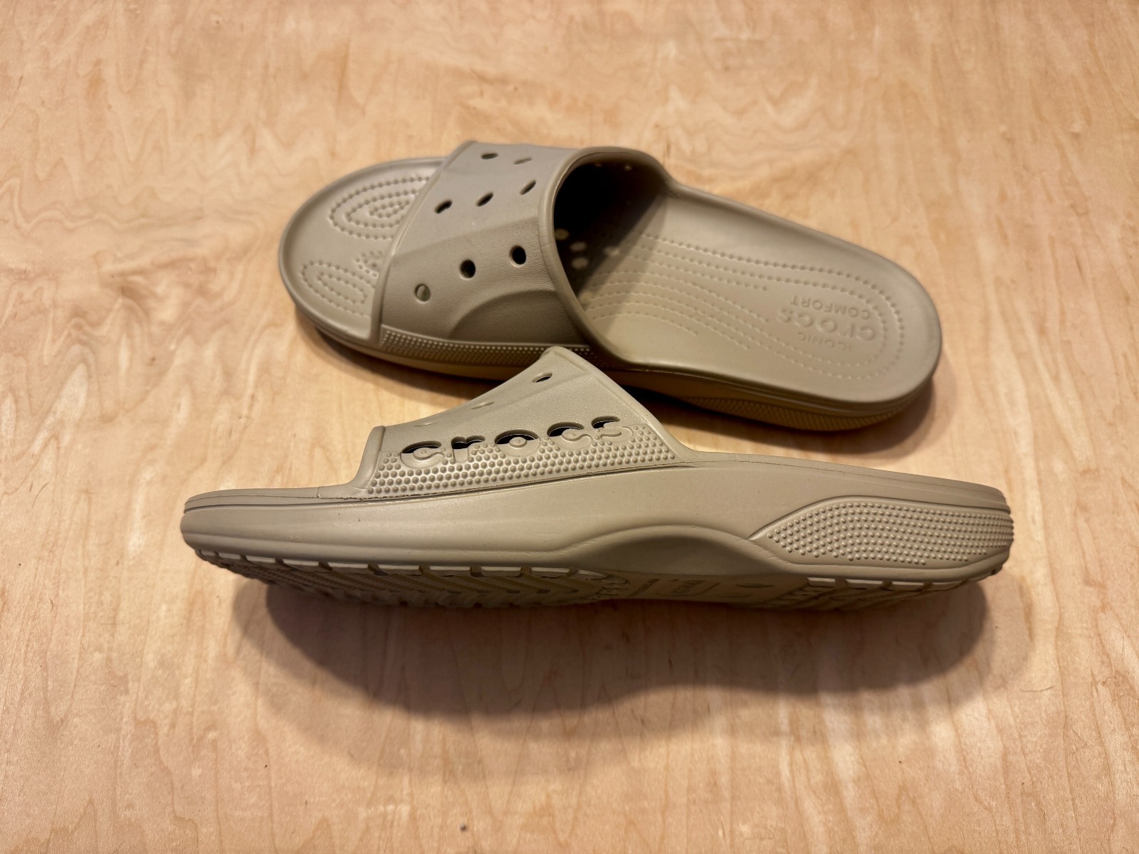 Crocs Baya Slide, Beige, Mens Size 12