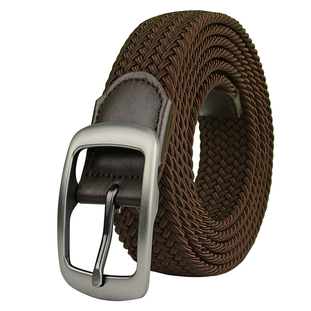 Belt Elastic Stretch Woven Braided for Men Women Plus Size Black Square Business