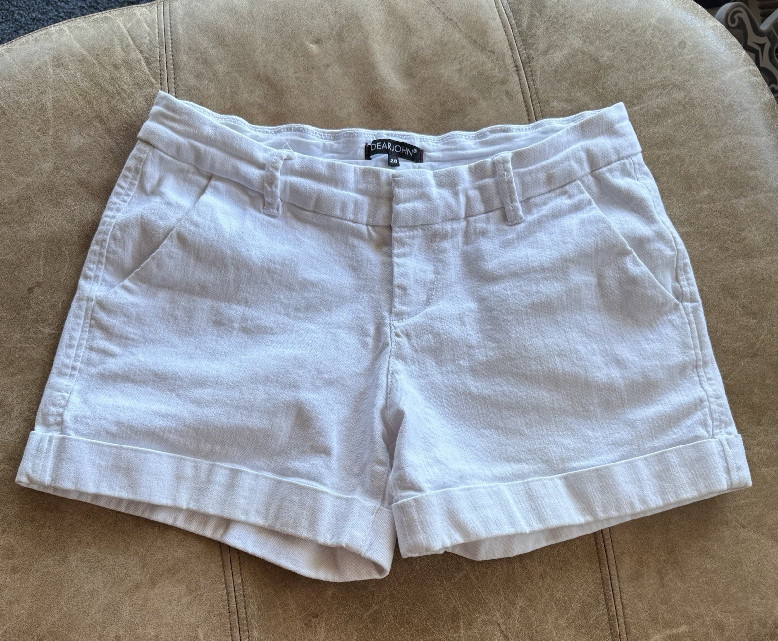 Dear John Cuffed Shorts Women’s 28 White Chino Preppy Summer Vacation Resort