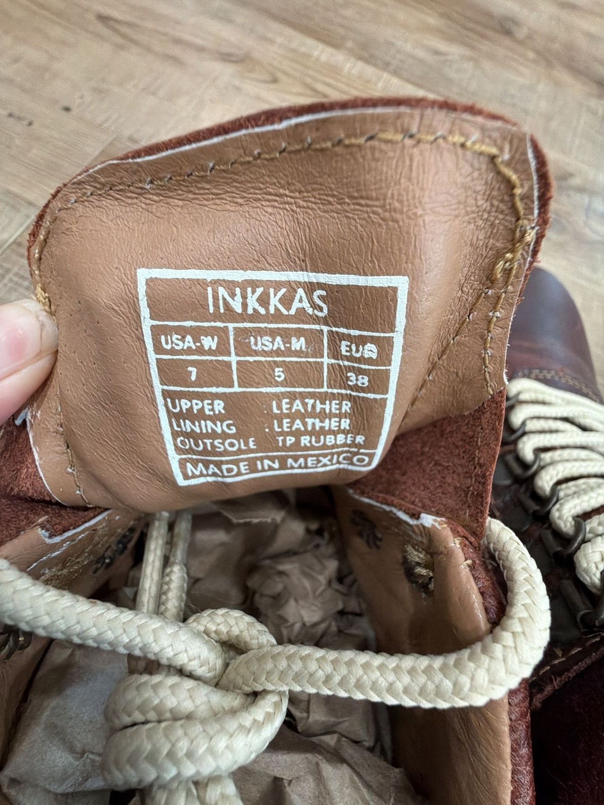 Inkkas Brown Leather Boots Womens Size 7 EUR 38 Peruvian Aztec Festival High Top