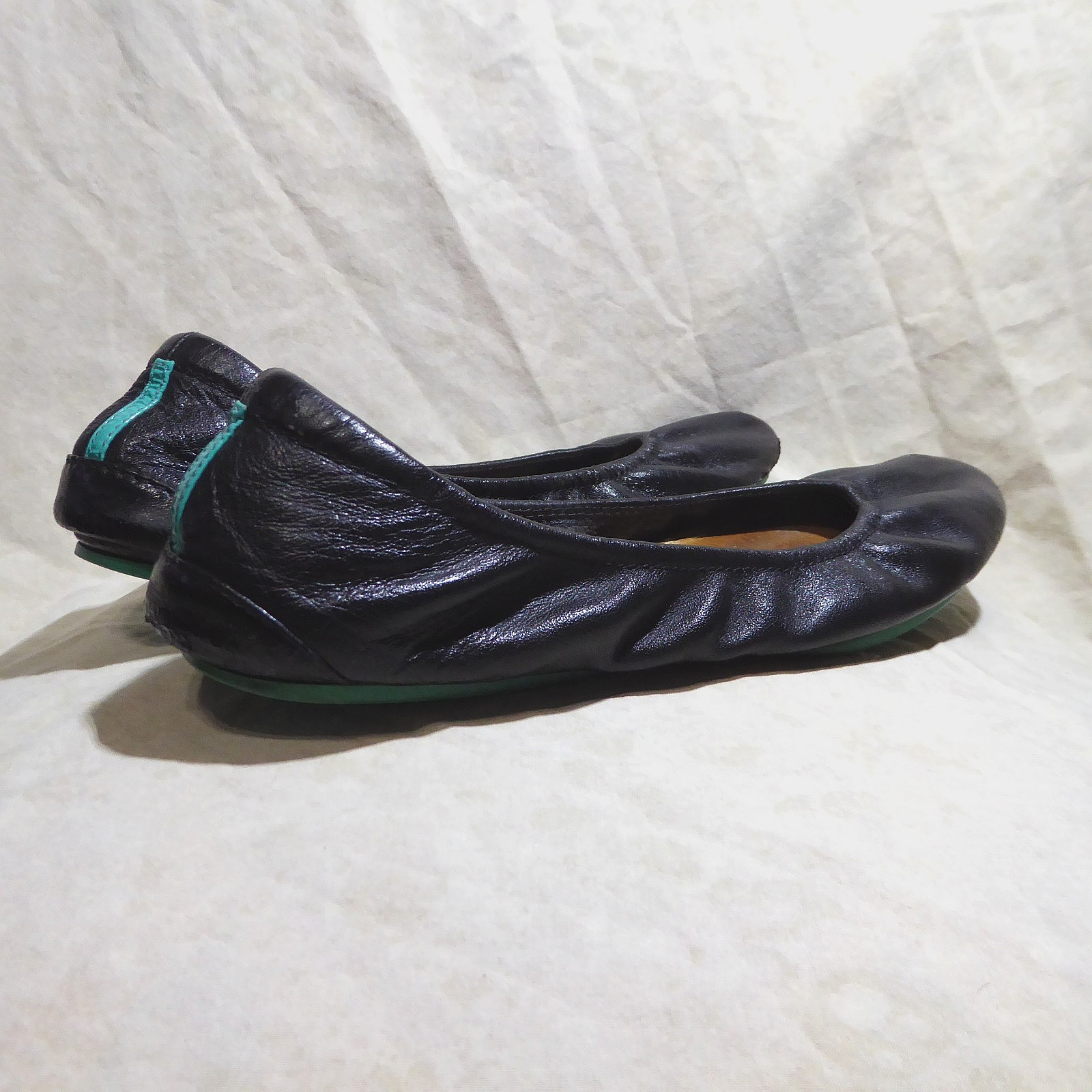 🩰 Tieks by Gavrieli Foldable Ballet Flats sz 9 Black Full-Grain Nappa Leather