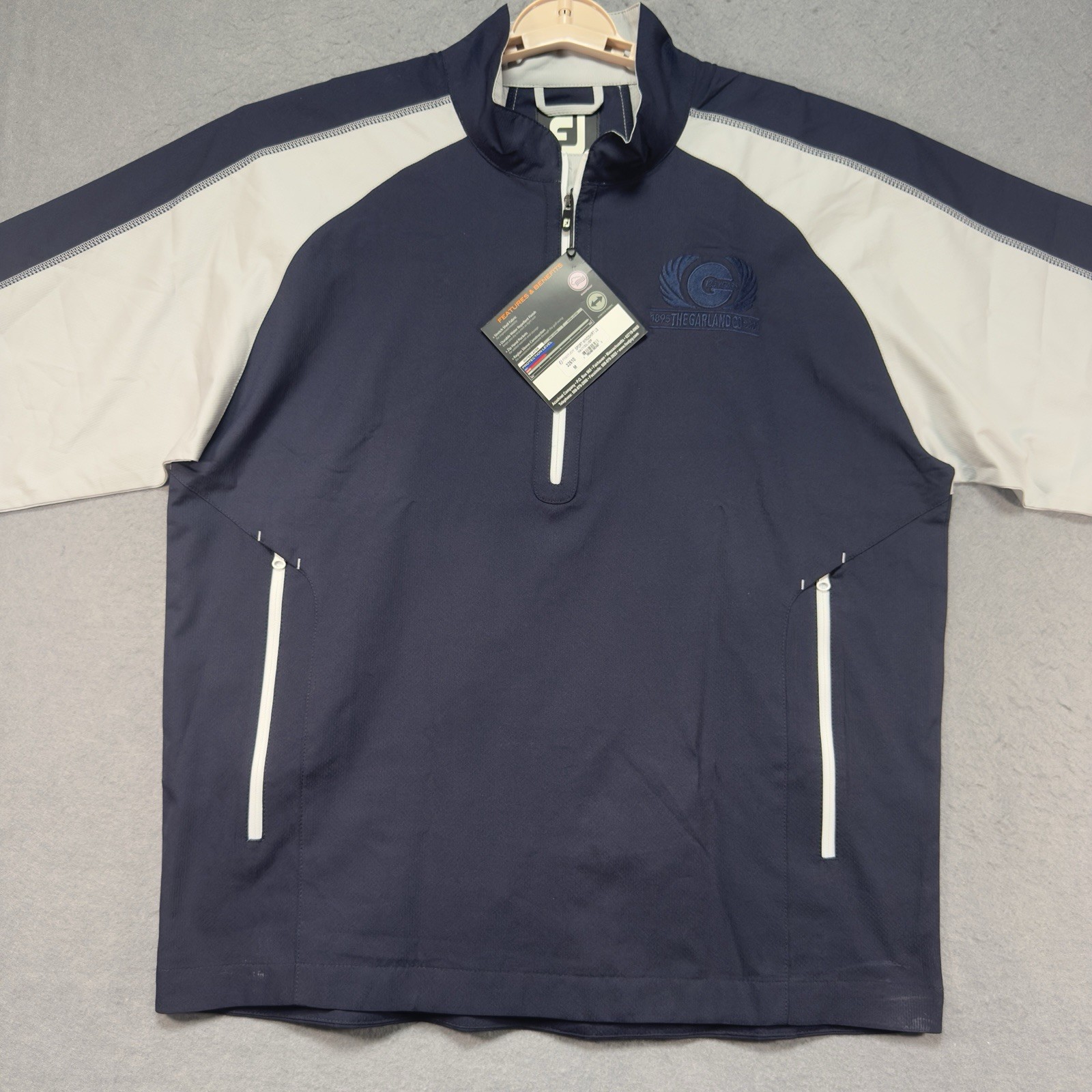 Foot Joy Jacket Adult Med Navy Silver 1/2 Zip Windshirt Long Sleeve 32610 NWT
