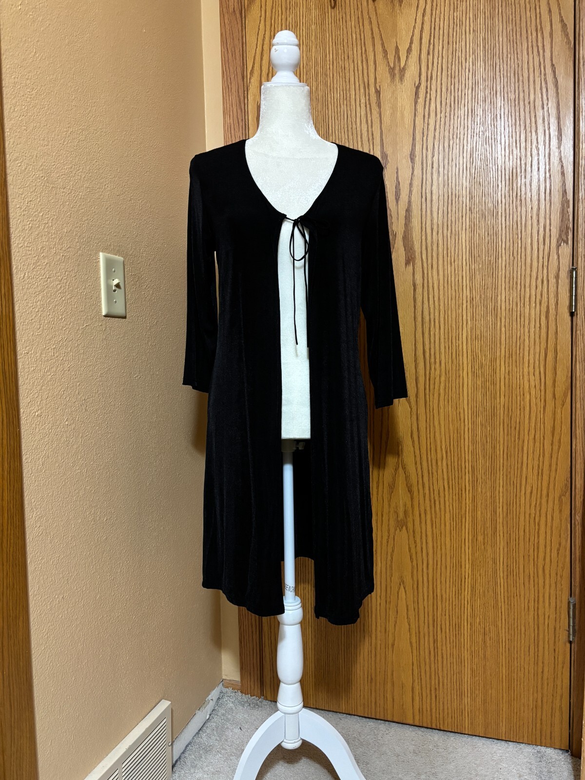 Another Truly Vintage Kathy Ireland ladies Long Duster cardigan Black Medium