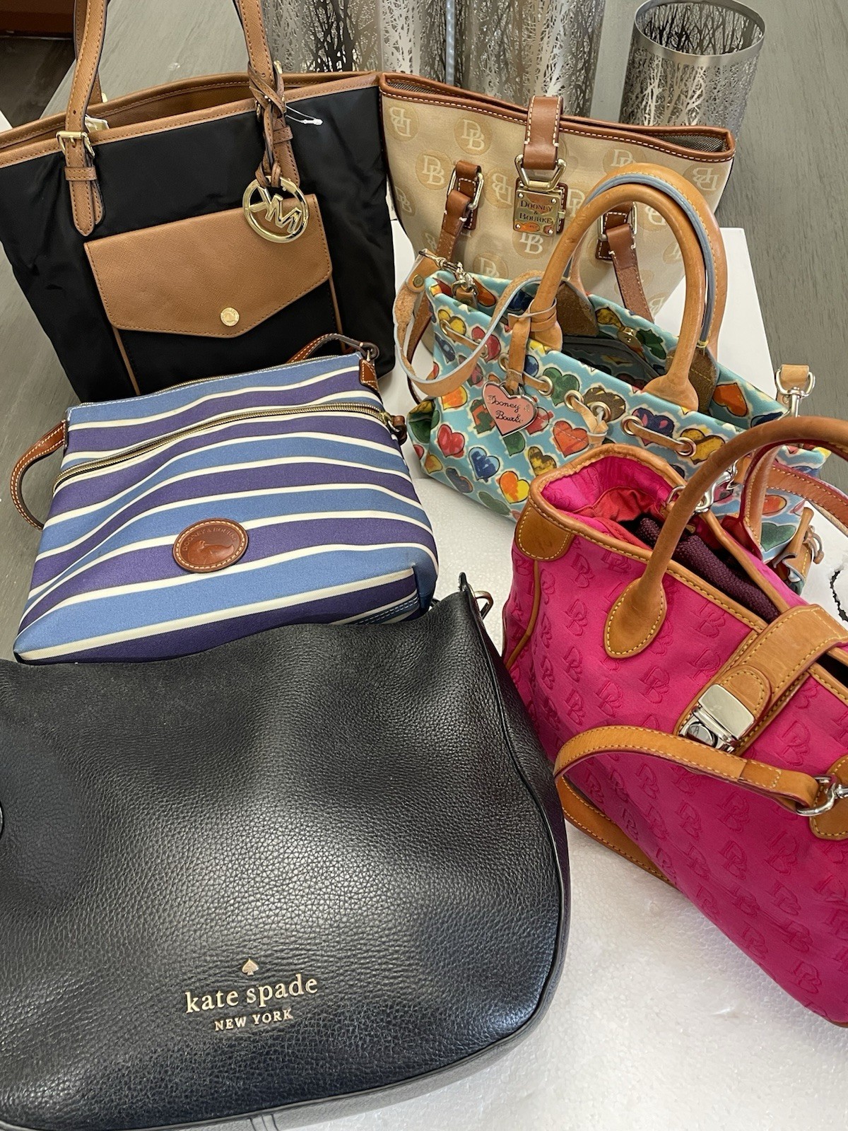 LOT Of 6 Designers Hand Bag Purses Dooney& Bourke MK,Kate Spade,