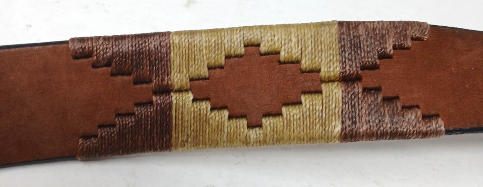 Gaucho Brown Leather Belt 80 cm Embroidered Western Tribal w/Buckle #D11-A