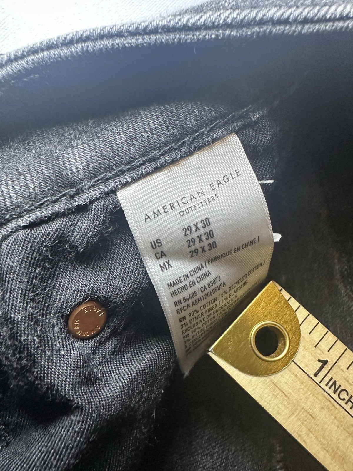 American Eagle Airflex+ Jeans Mens 29×30 Black Distressed Denim Y2K Grunge
