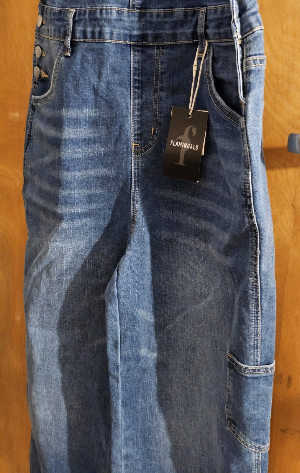 NWT Womens Flamingals #80498 Blue Jeans Overalls Size XL