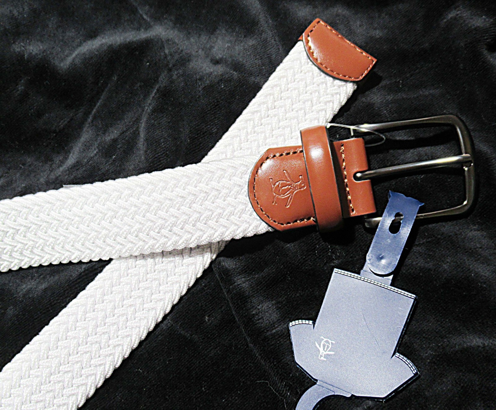 Original Penguin Elastic Fabric Woven Stretch belt Size S 34-36 Fits up 38″White
