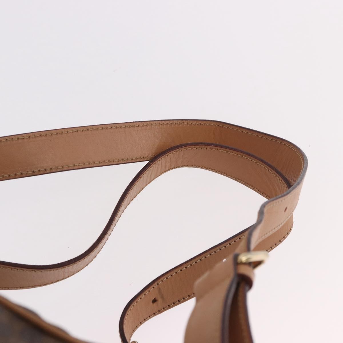 CELINE Macadam Canvas Backpack PVC Leather Brown Gold Auth 186101A