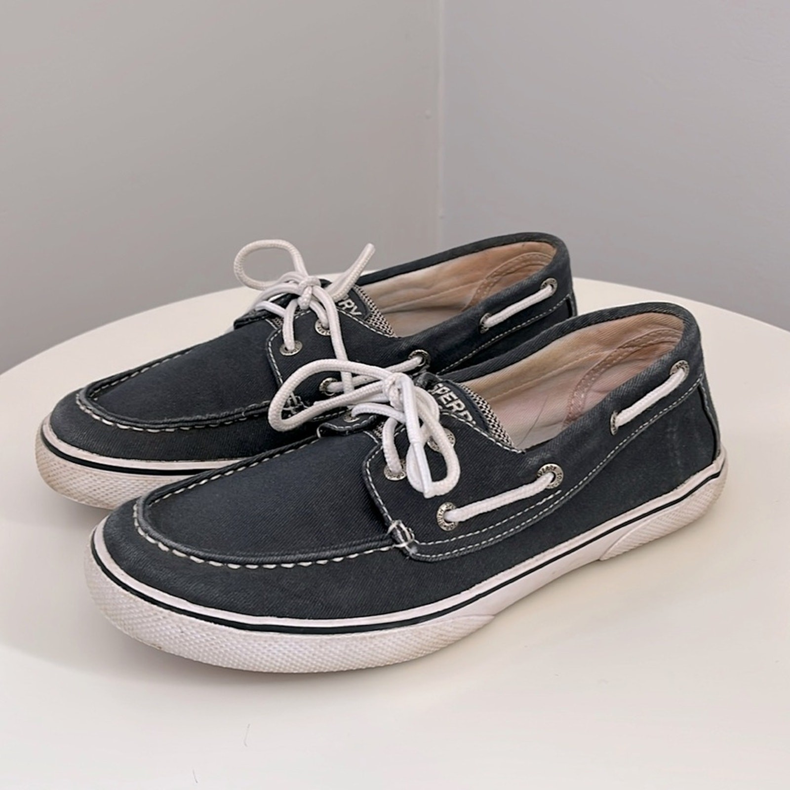 Sperry Top Sider Halyard Blue Canvas Loafer Boat Shoes Youth Size 3.5M