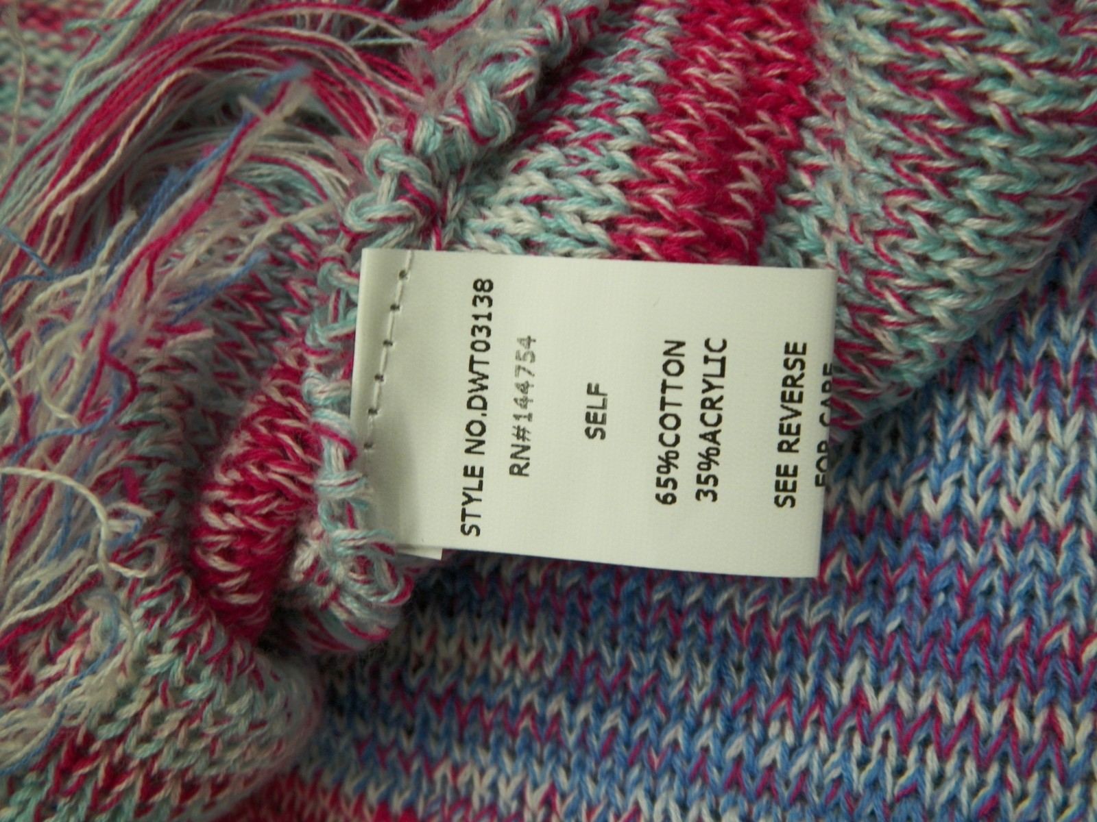Davi & Dani Multi Striped Oversized Loose Fit Sweater Top Size Small