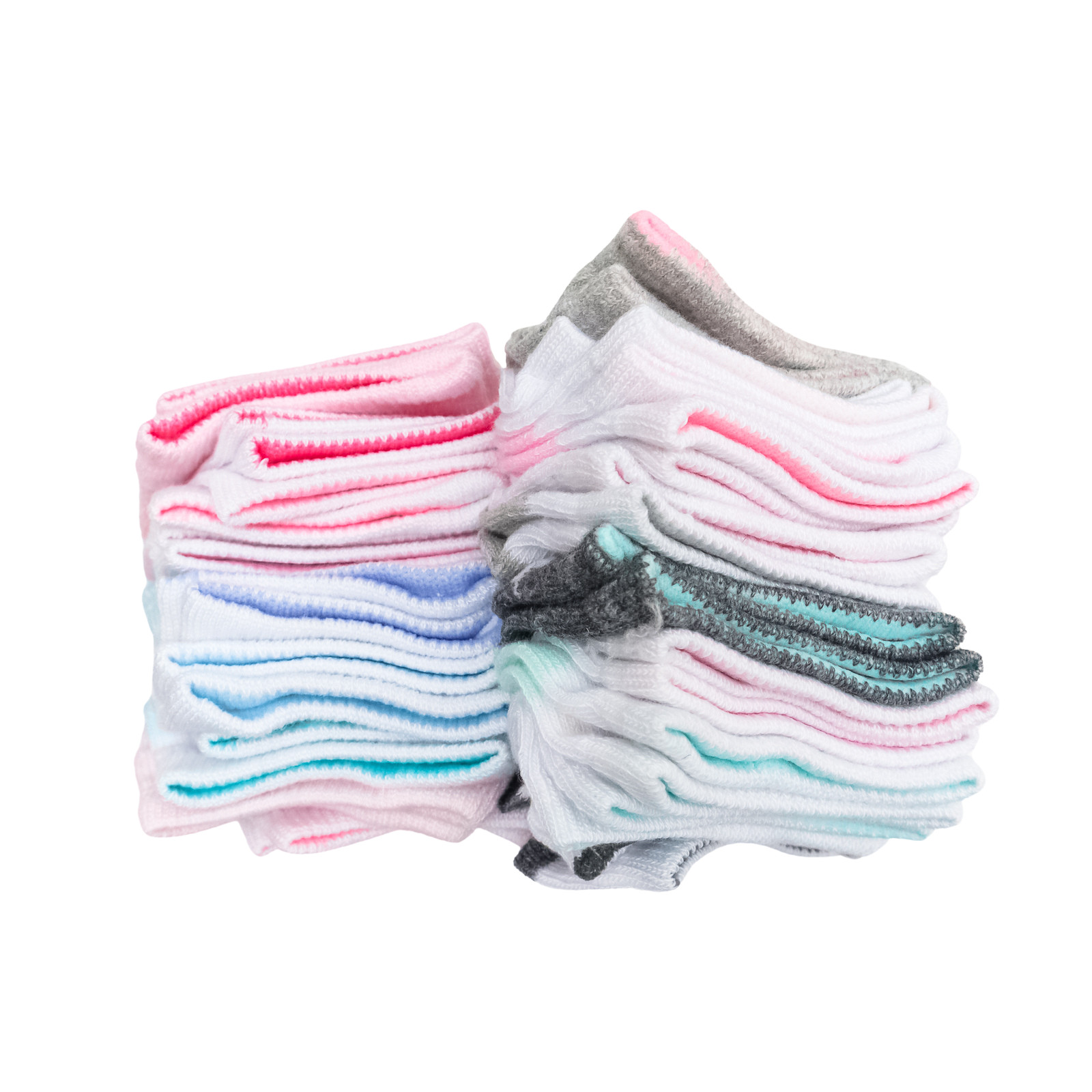 DANSKIN GIRLS 20 Pairs No Show Socks Shoe Size 7-10 Pink Gray Blue White New