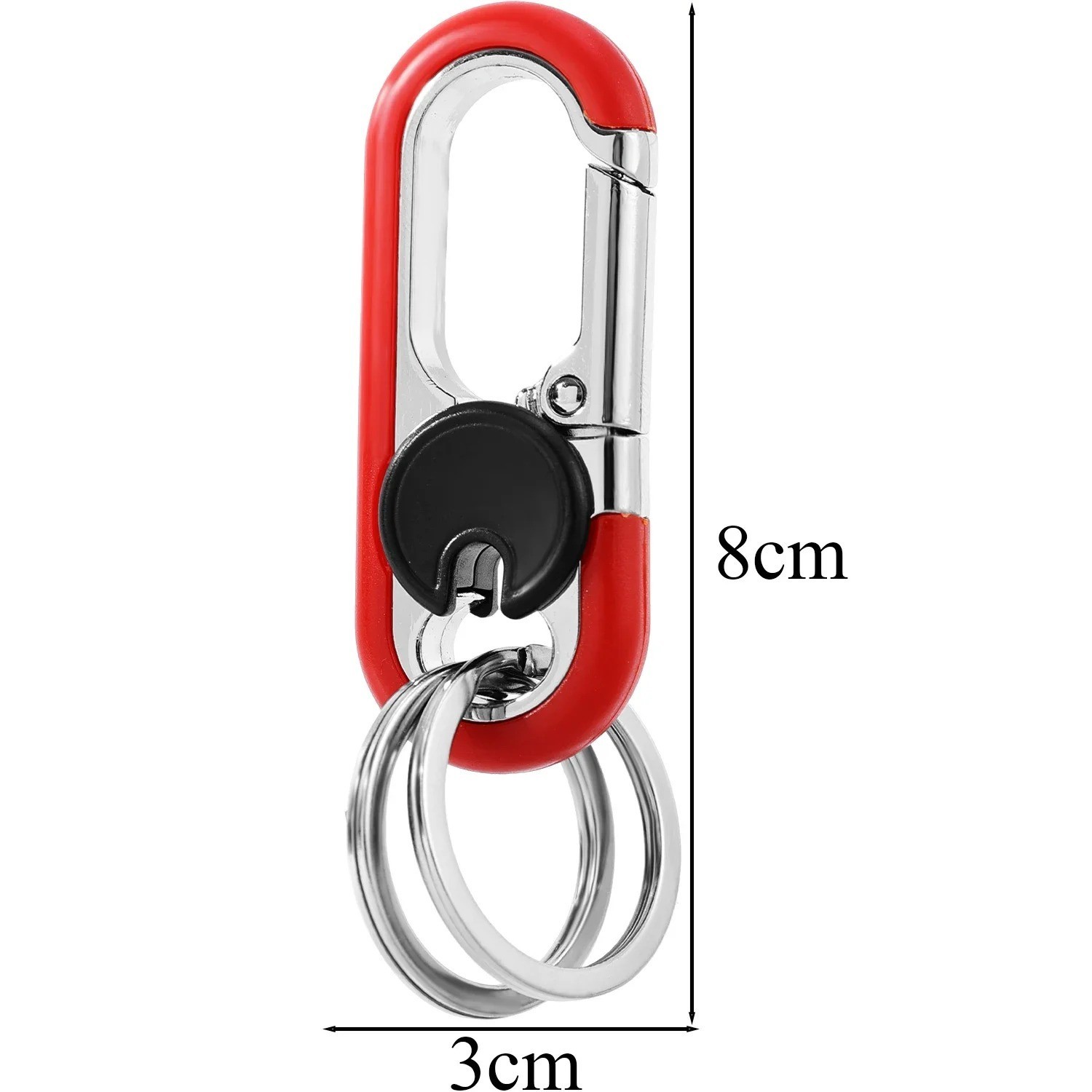 Carabiner Heavy Duty Double Ring KeyChain – locking key ring, key fob holder