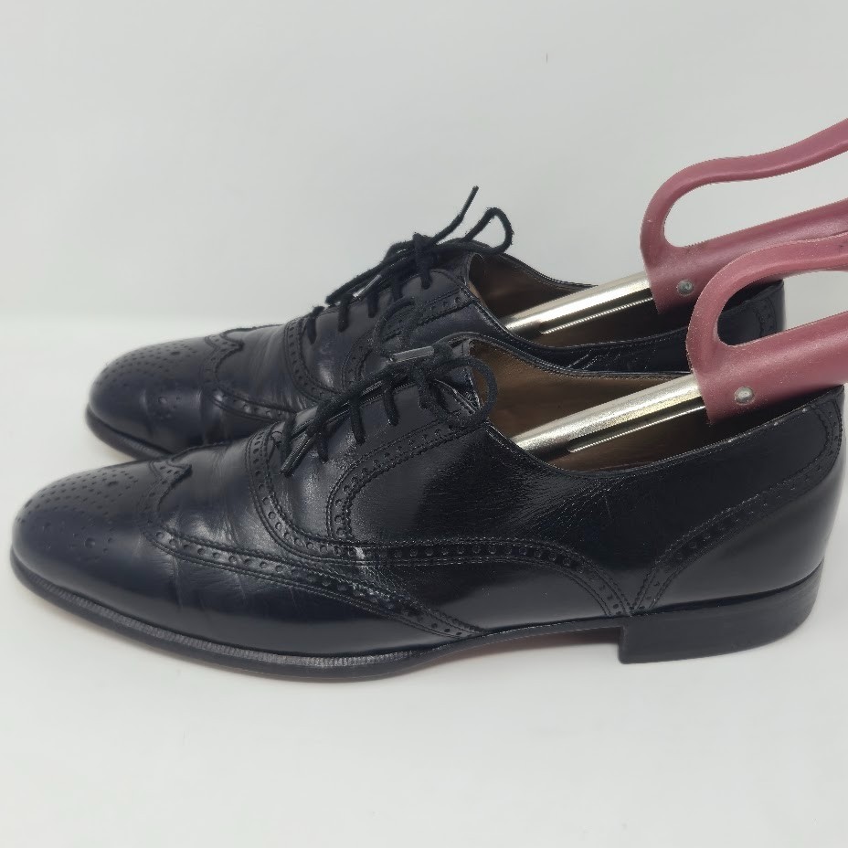 Bally of Switzerland Men’s Wingtip Oxfords Size 7 D Black Leather Brogue Vintage