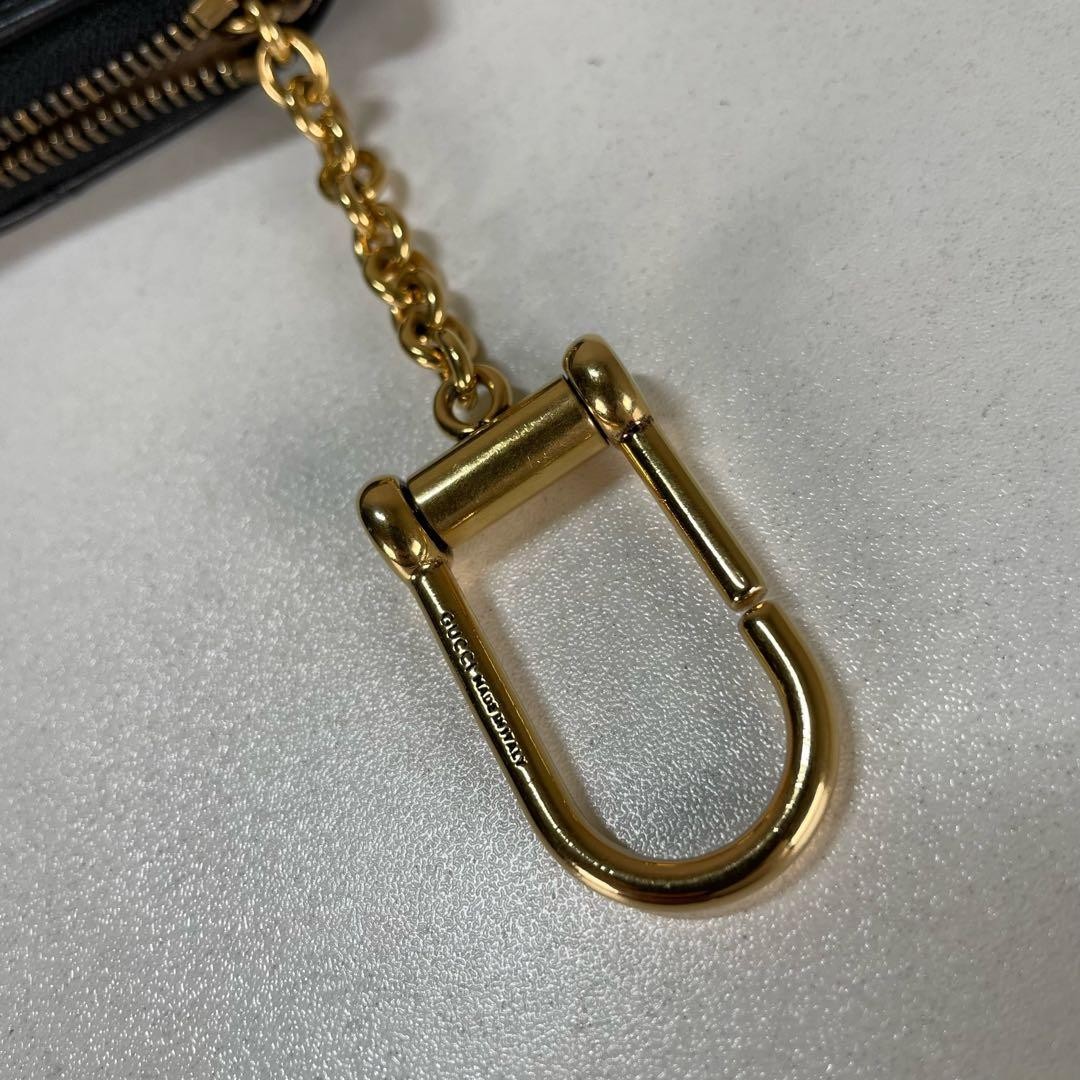 GUCCI GG Marmont Key Case Pouch Leather Black Matelasse Chain excellent gift