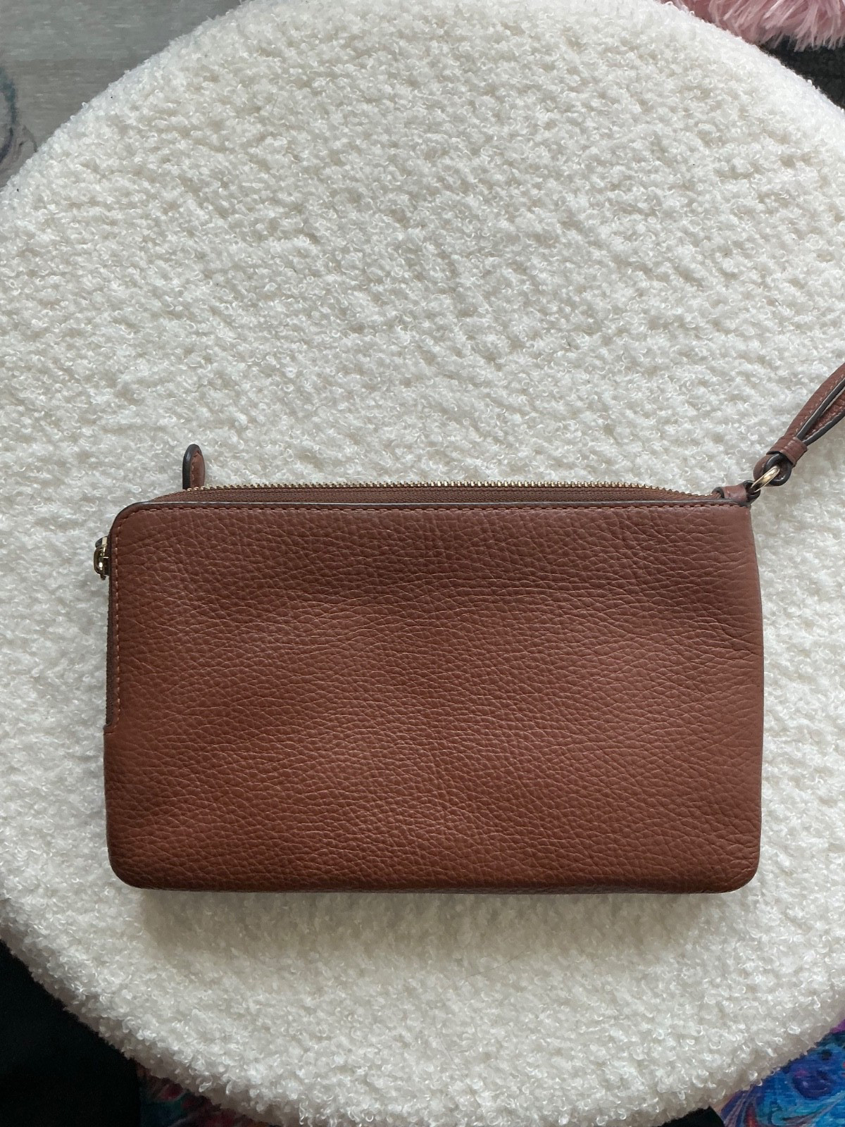 Coach wristlet/chestnut brown/light use